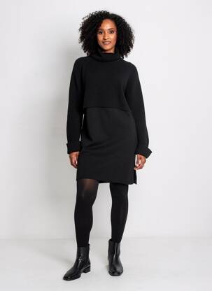 Rochie pulover elasticitate mâneci lungi negru LA FEE MARABOUTEE femeie