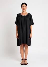 Rochie scurtă închidere cu fermoar la spate mâneci scurte negru XT STUDIO femme