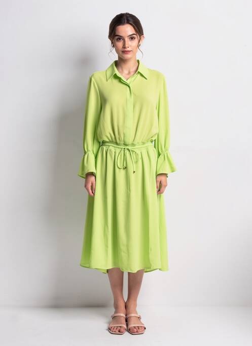Rochie midi croială fluidă mâneci lungi verde FRACOMINA femme
