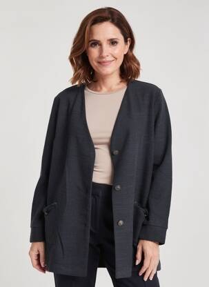 Jachete casual croială dreaptă negru FRANCK ANNA femeie