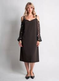 Rochie midi mâneci lungi mâneci lungi negru FUEGO WOMAN femme
