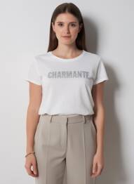 Tricou imprimeu fantezie mâneci scurte alb MAJESTIC FILATURES femme