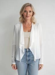 Vestă cu mâneci lungi guler în v alb INDIES femme