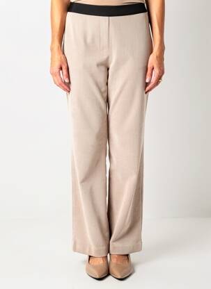 Pantalon drept talie elastică bej DEVERNOIS femeie