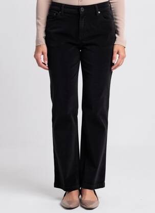 Pantalon drept închidere cu fermoar sub clapetă cu nasturi negru DOLCEZZA femeie