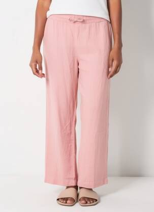 Pantalon drept talie elastică roz DOLCEZZA femeie