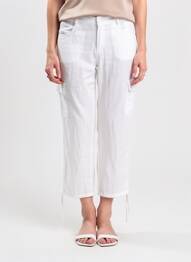 Pantalon 7/8 închidere cu fermoar sub clapetă cu nasturi alb DOLCEZZA femme