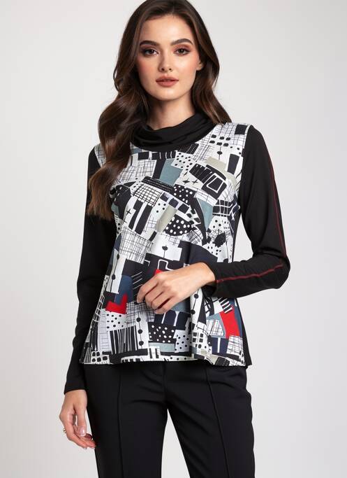 Top imprimeu fantezie mâneci lungi negru DOLCEZZA femme
