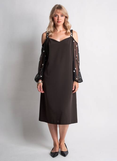 Rochie midi mâneci lungi mâneci lungi negru FUEGO WOMAN femme