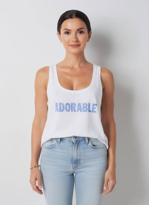 Top imprimeu fantezie bretele subțiri alb MAJESTIC FILATURES femme
