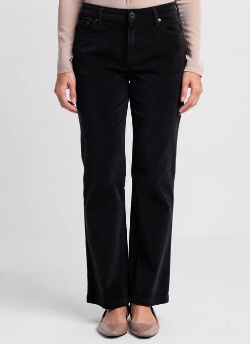 Pantalon drept închidere cu fermoar sub clapetă cu nasturi negru DOLCEZZA femme