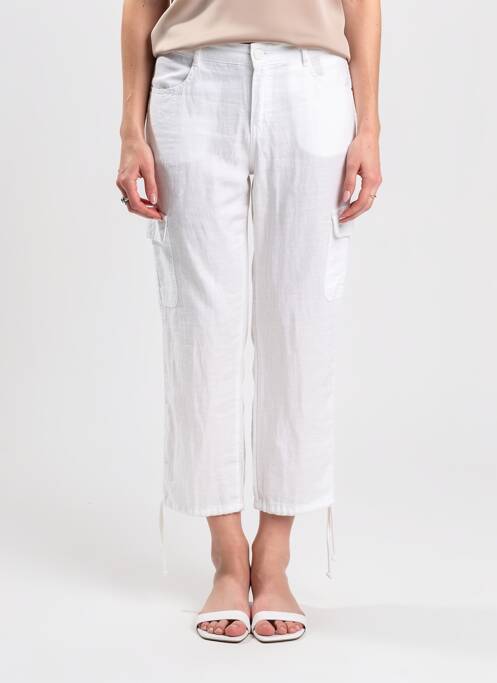 Pantalon 7/8 închidere cu fermoar sub clapetă cu nasturi alb DOLCEZZA femme