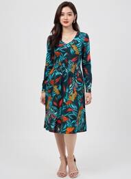 Rochie midi mâneci lungi mâneci lungi albastru NOMADS femme