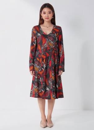 Rochie midi mâneci lungi mâneci lungi negru NOMADS femeie