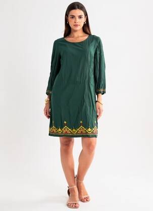 Rochie scurtă mâneci lungi mâneci lungi verde NOMADS femeie