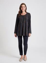 Tunică mâneci lungi guler rotund negru NOMADS femme