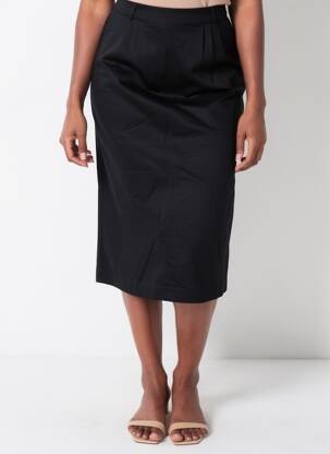 Fustă midi talie cu cleme negru WOW TO GO femeie