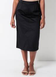 Fustă midi talie cu cleme negru WOW TO GO femme