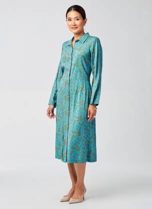 Rochie midi imprimeu floral mâneci lungi albastru WHO'S THAT GIRL femeie