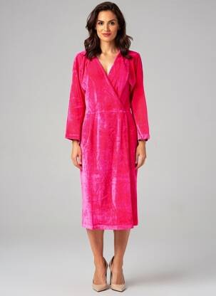 Rochie midi mâneci lungi mâneci lungi roz WOW TO GO femeie