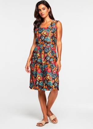 Rochie midi imprimeu floral fără mâneci roșu NOMADS femeie