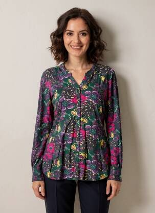 Cămașă imprimeu floral mâneci lungi verde NOMADS femeie
