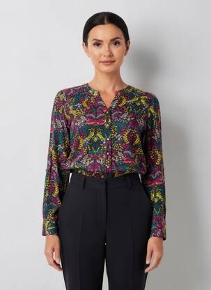 Cămașă imprimeu floral mâneci lungi negru NOMADS femeie