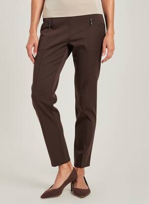 Pantalon slim talie elastică mărime normală maro MICHA femeie