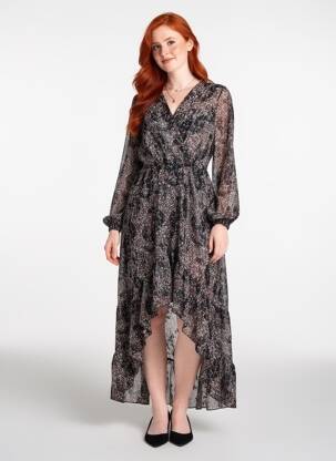 Rochie lungă mâneci lungi mâneci lungi negru ARCHIE LOVE femeie