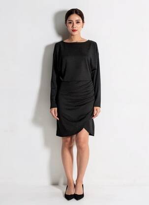 Rochie scurtă mâneci lungi mâneci lungi negru B.YOUNG femeie