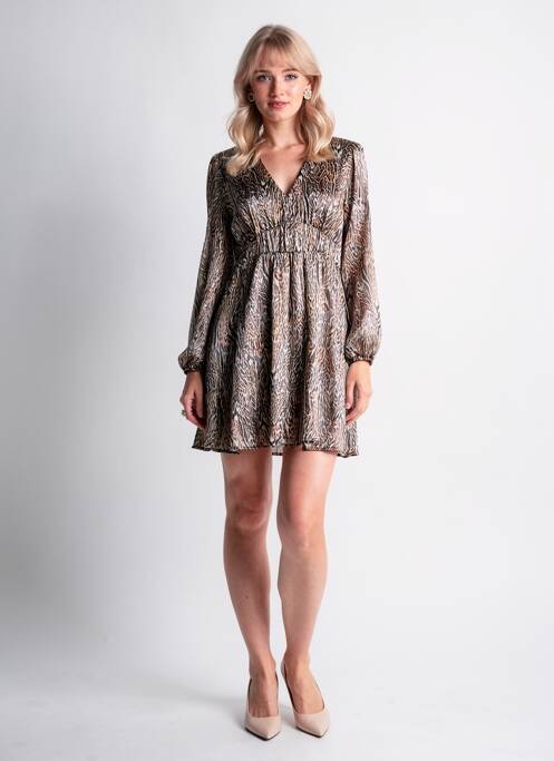 Rochie scurtă mâneci lungi mâneci lungi maro MOLLY BRACKEN femme