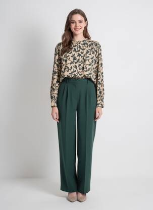 Cămașă imprimeu floral mâneci lungi bej INDI & COLD femeie