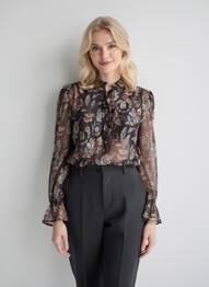 Bluză ușoară și transparentă mâneci lungi negru MOLLY BRACKEN femme
