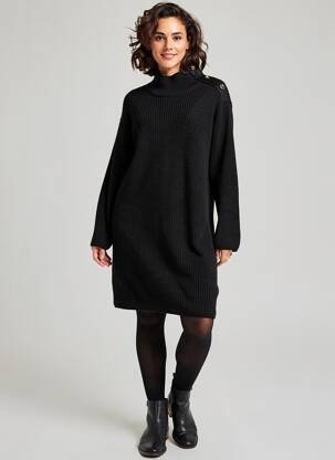 Rochie pulover elasticitate mâneci lungi negru LA FEE MARABOUTEE femeie