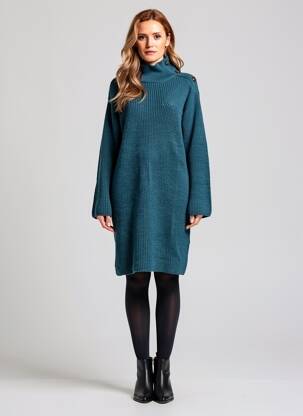 Rochie pulover elasticitate mâneci lungi albastru LA FEE MARABOUTEE femeie