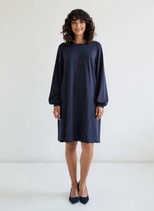 Rochie scurtă croială evazată mâneci lungi albastru LA FEE MARABOUTEE femeie