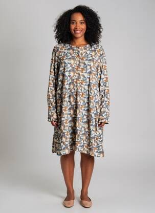 Rochie midi țesătură crep mâneci lungi albastru INDI & COLD femeie