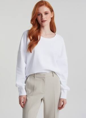 Top elasticitate mâneci lungi alb ET D'EMIE femeie