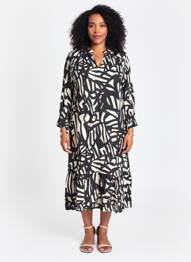 Rochie midi croială fluidă mâneci 3/4 negru POMODORO femme