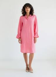 Rochie midi croială fluidă mâneci lungi roz POMODORO femeie