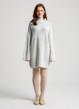 Rochie pulover strânsă pe partea de jos mâneci lungi gri DRESS ADDICT femeie