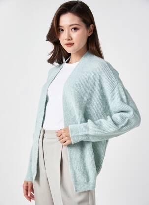 Vestă cu mâneci lungi strânsă pe partea de jos verde DRESS ADDICT femeie