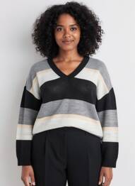 Pulover guler în v mâneci lungi negru DRESS ADDICT femeie