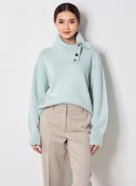 Pulover cu guler înalt elasticitate mâneci lungi verde DRESS ADDICT femeie
