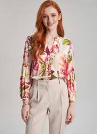 Cămașă imprimeu floral mâneci lungi roz POMODORO femme