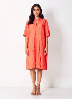 Rochie midi croială fluidă mâneci scurte roșu CISO femeie