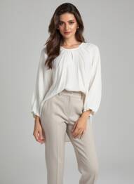 Bluză guler rotund mâneci 3/4 bej CISO femme