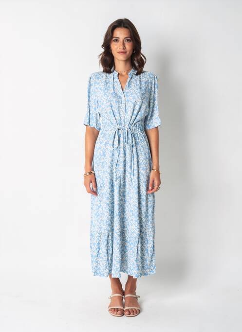 Rochie lungă mâneci scurte mâneci scurte albastru POMODORO femme