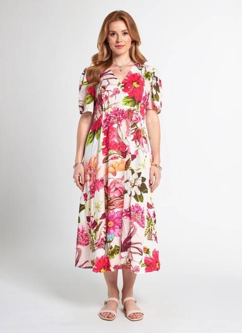 Rochie midi imprimeu floral mâneci scurte roșu POMODORO femme