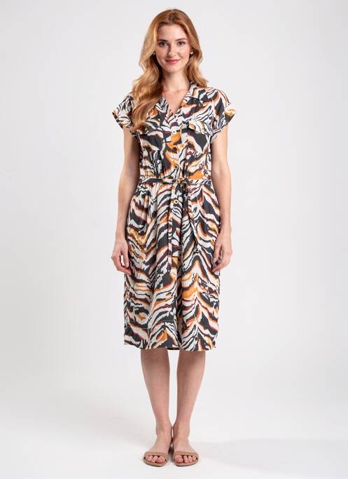 Rochie midi țesătură crep mâneci scurte portocaliu POMODORO femme